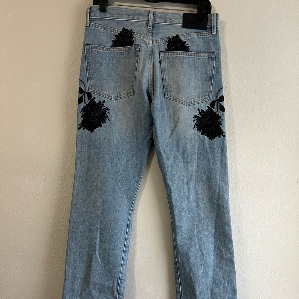 Levi’s embroidered, straight leg jeans